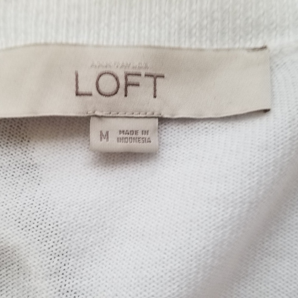 Loft Wht Cardigan Button Front Sz M Raglan Slvs - Picture 5 of 5